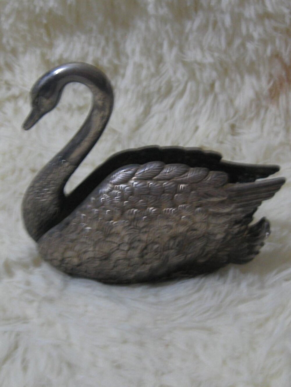Vintage Godinger Pweter Silver Plated Swan Napkin Or Letter Holder Made in 1988